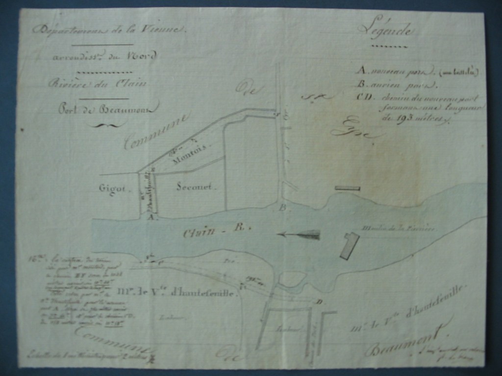 Plan de l'implantation du port de Beaumont en vue de l'installation d'un passage d'eau.